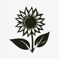 sunflower silhouette vector illustration, white color background