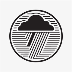 Thunderstorm liner vector silhouette illustration