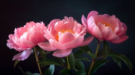 Fototapeta premium Close-up of Pink Peony Flowers in Bloom