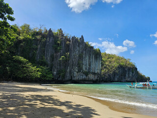 Clear water and beautiful landscape of lagoon located in Palawan in the Philippines