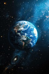 Planet Earth Floating in the Vast Universe Surrounded by Stars