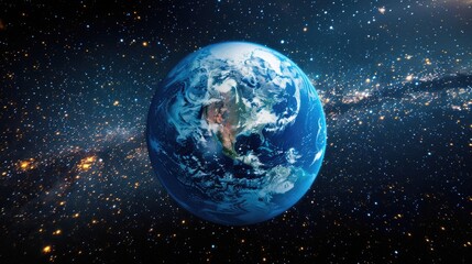 Fototapeta premium Stunning View of Earth from Outer Space with Starry Background