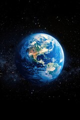 Stunning View of Earth from Outer Space with Starry Background