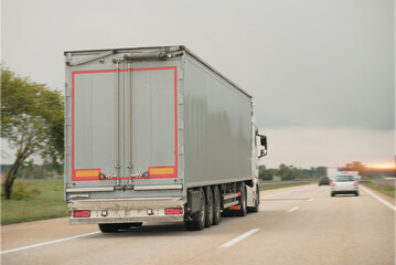 Intermodal Multimodal Distribution Delivery Freight Cargo Truck In Motion..