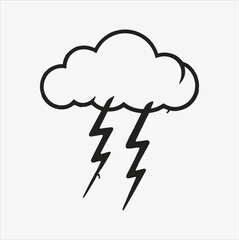 Thunderstorm liner vector silhouette illustration