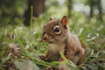 Obraz premium Little squirrel, new life and family concept