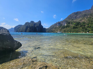Clear water and beautiful landscape of lagoon located in Palawan in the Philippines