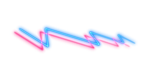 Abstract neon laser line zigzag retro style 80s