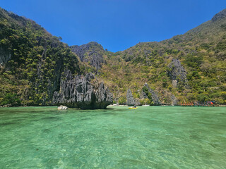 Clear water and beautiful landscape of lagoon located in Palawan in the Philippines
