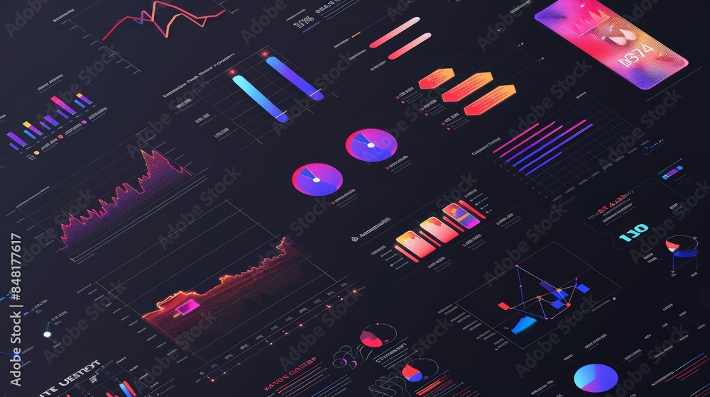 Poster create a visualization of social media analytics and metrics tracking engagement