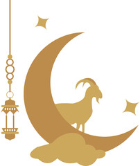 Eid Al Adha On Moon Decoration Illustration