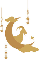 Eid Al Adha On Moon Decoration Illustration