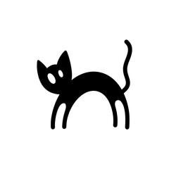 Angry cat silhouette icon with Halloween theme 