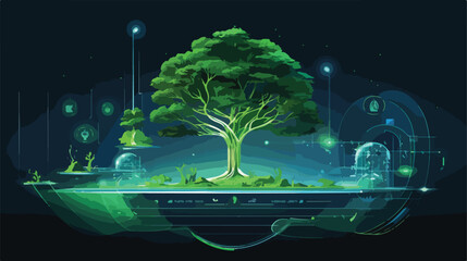 Vector illustration of futuristic tree created with