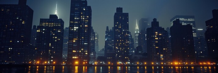 Obraz premium Atmospheric Night View of Urban New York