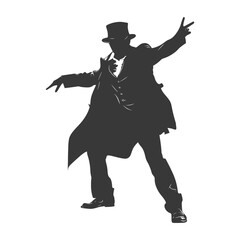 Fototapeta premium silhouette magician man in action full body black color only