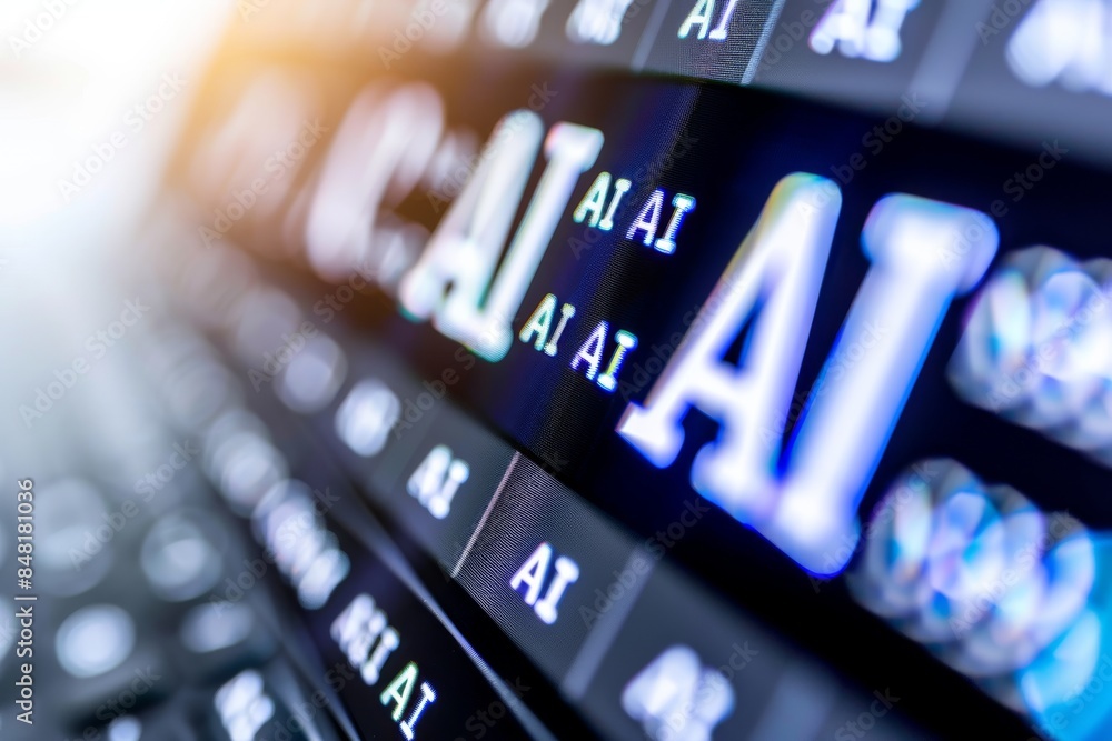 Aufkleber ai symbol on high tech display, futuristic digital interface, advanced technology design