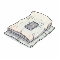 Illustration of a smartphone resting on a folded blanket. The image captures a simple, minimalist vibe with neutral colors.