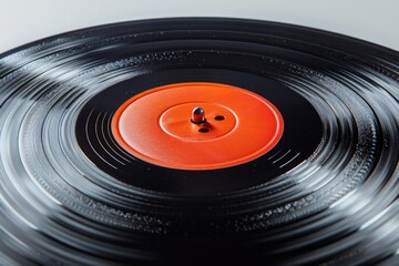 Close-Up of a Vintage Vinyl Record on Turntable