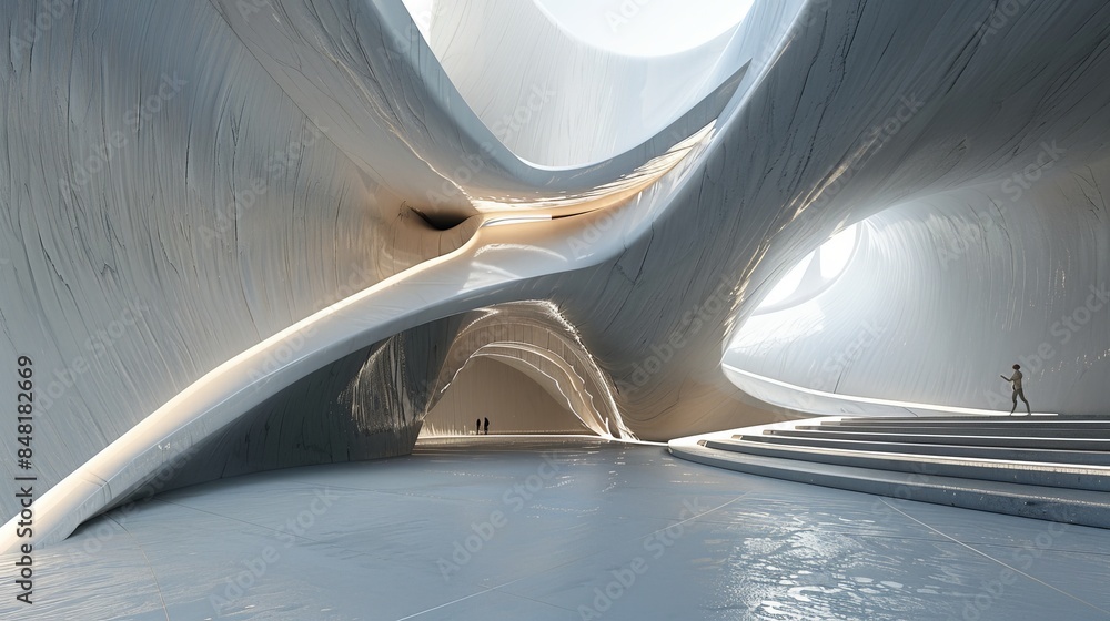 Poster explore the concept of abstract architecture in virtual environments. how do designers create immers