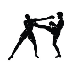 Kick Boxing Silhouette Logo Vector