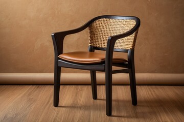 Elegant Modern Chair with Woven Backrest