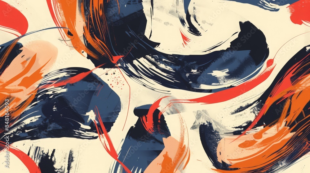 Fototapete Illustrate a modern abstract pattern with bold brushstrokes and dynamic shapes.