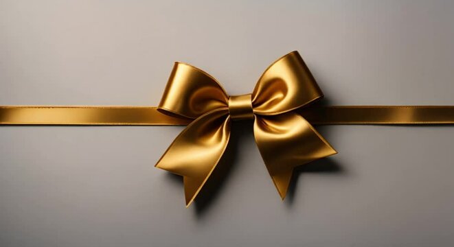 gold bow on grey background 
