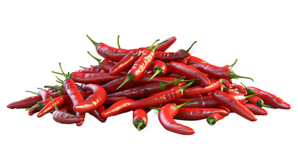 Delicious red chili peppers, cut out, on white or transparent background, PNG