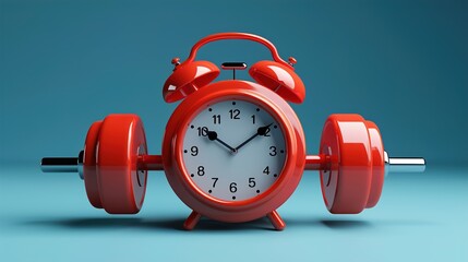 Modern Red Alarm Clock with Dumbbell Weights for Fitness Motivation