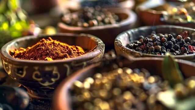 spices of Indian cuisine. Selective focus. nature.