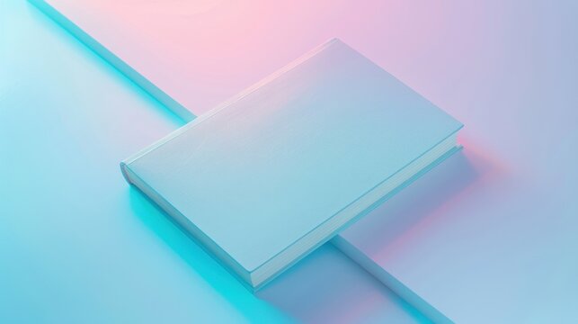A premium sketchbook with a minimalist cover, displayed on a clear background with soft pastel gradients, highlighting its elegance and suitability for artists. 