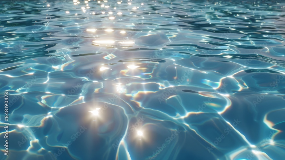 Aufkleber Sunlight hitting the surface of the swimming pool This creates a mesmerizing effect of light and refraction