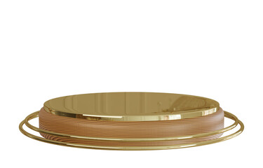 3d gold wooden stage podium.