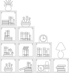 Library Wooden Book Shelf Outline