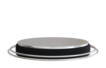 3d silver black stage podium.