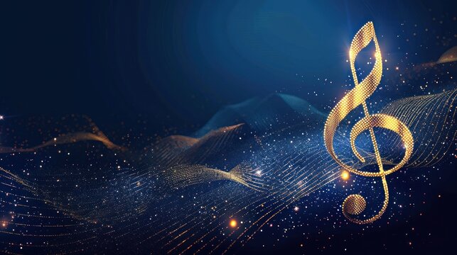 Futuristic blue gold color musical note rhythmic background music