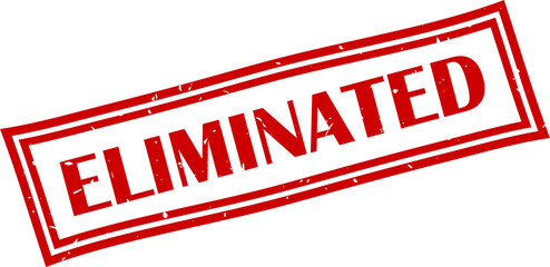 Eliminated red square grunge stamp