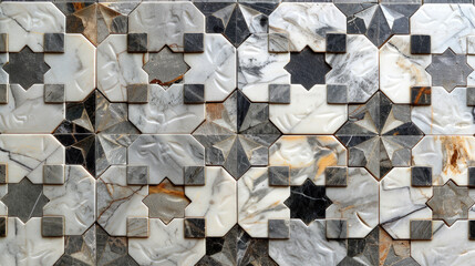 Abstract bright wjite gray mosaic tile wall texture background