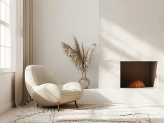 A beige armchair basks in sunlight against a window