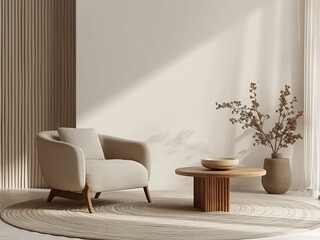 Explore a modern interior adorned with exquisite furniture in this 3D render