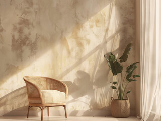 Unfinished project brought to life Rattan armchairs, sideboard, decor