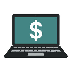 laptop and dollar vector icon illustration on white background
