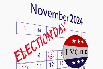 5th november Presidential election day in the United States. Vote 2024. Election 2024 USA. Political election campaign banner. design with "I Vote" on November 5 US.
