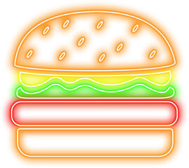 Burger Neon Line Icon
