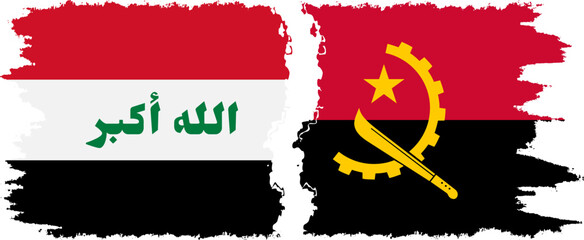 Angola and Iraq grunge flags connection vector