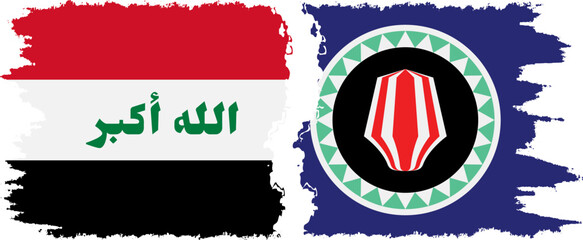 Bougainville and Iraq grunge flags connection vector