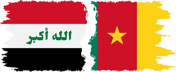 Cameroon and Iraq grunge flags connection vector