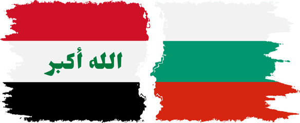 Bulgaria and Iraq grunge flags connection vector