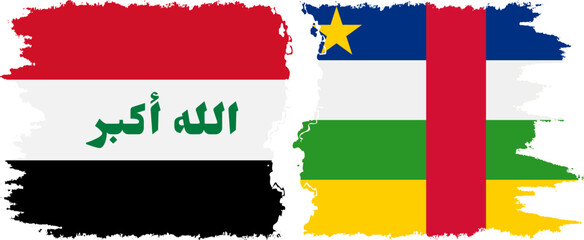 Central African Republic and Iraq grunge flags connection vecto